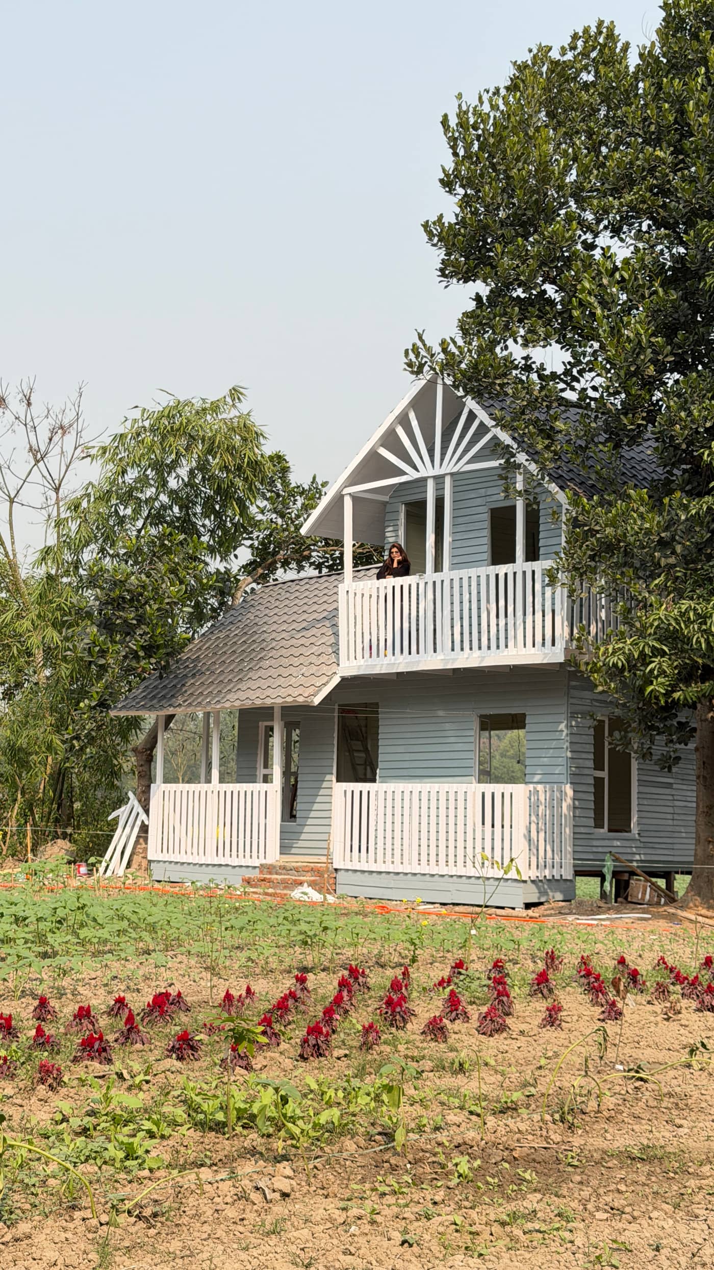 Sky-blue cottage